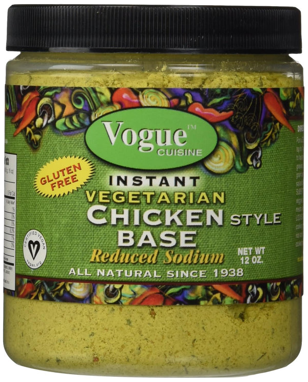 Vogue Cuisine Vegetarian Chicken Soup & Seasoning Base, 12 oz - Low Sodium, Gluten Free