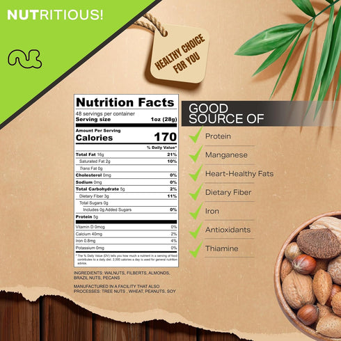 Filberts, (48oz 3 LB) Packed NUT CRAVINGS - Mixed Nuts (In Shell) Brazil, Walnuts, Almonds, Pecans - Fresh