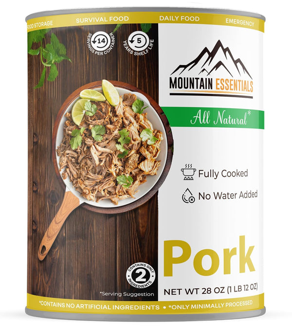 MOUNTAIN ESSENTIALS Canned Pork 28 Oz Fully Cooked, Ready to Eat Pantry