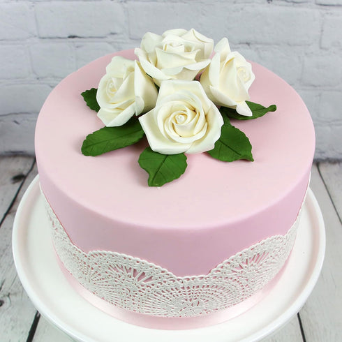 2 Inch, 25 Count Global Sugar Art Peace Rose Sugar Cake Flowers White by Chef Alan Tetreault