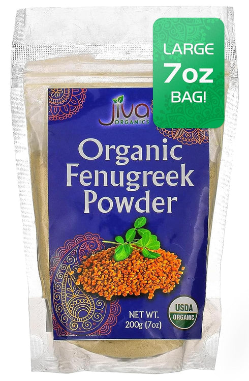 Jiva Organics Organic Fenugreek Powder, 7oz Bag - Gluten Free, Non-GMO, Pure Methi Powder from India