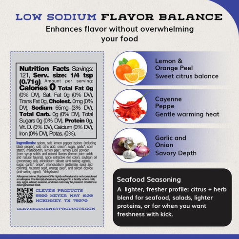 cleve's gourmet products 3.0 oz Cleve's Gourmet Gulf Coast Citrus and Herb Kick, Fish, Shrimp & Seafood Seasoning