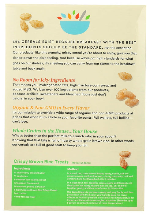365 12 by Whole Foods Market, Organic Brown Rice Crisps Cereal, Ounce