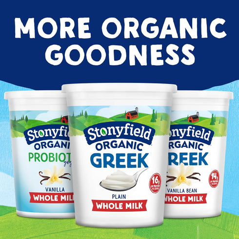 Stonyfield Organic (16g), 30 Oz Greek Whole Milk Yogurt, Plain, High in Protein Multiserving Snack & Cooking