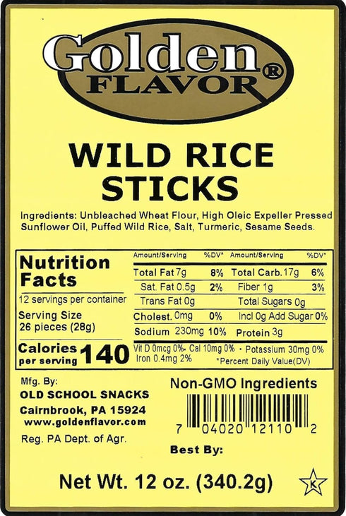 Golden Flavor Sesame Sticks 3 4 12 Golden Flavor Wild Rice Sticks - Pounds Total - Bags of Ounces
