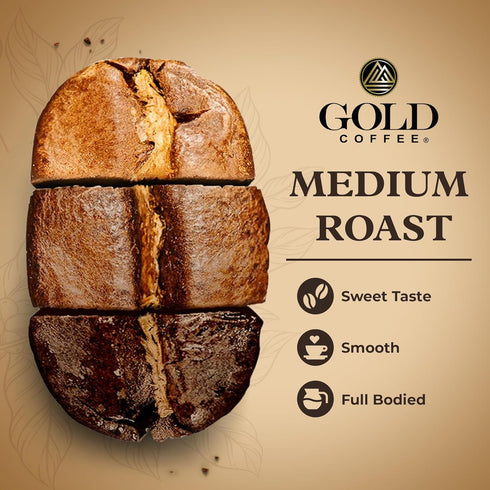 100% 2 lbs. Gold Coffee Co. Kanaloa Premium House Blend - Medium Roast, Whole Bean Arabica Coffee - Notes of Caramel