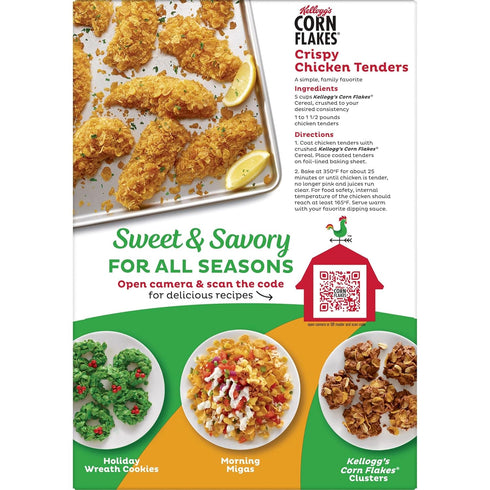 24oz (1 Kellogg's Corn Flakes Breakfast Cereal, Kids Cereal, Family Breakfast, Giant Size, Original, Box Box)