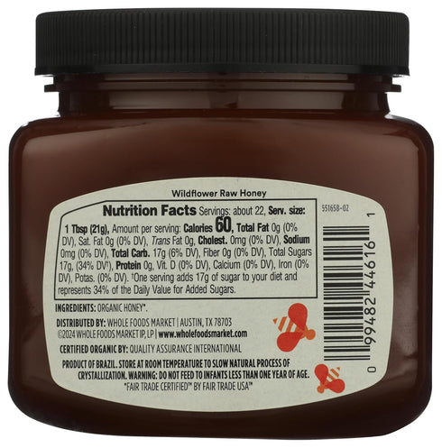 365 16 OZ by Whole Foods Market Organic Raw Wildflower Honey