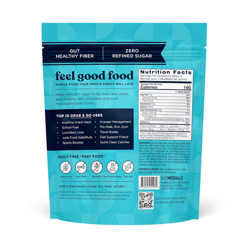 10 Count, 7.05oz 8g Happy Wholesome Almond Coconut Chocolate Protein Balls, Bag, Protein per Serving, Individually