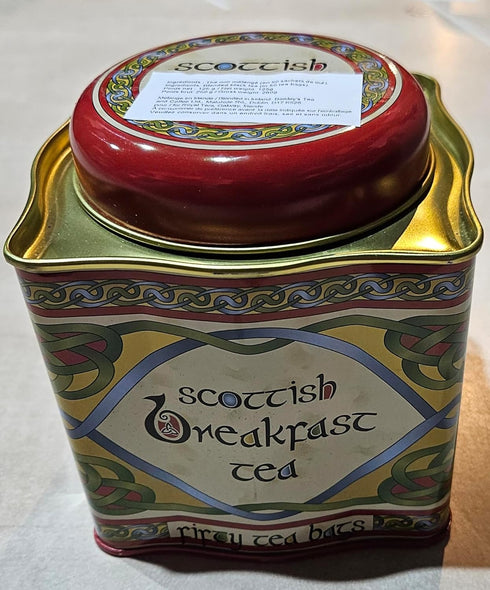 Royal Tara 50 Scottish Breakfast Tea- Celtic Weave Metal Tin Irish Tea Bags -Assam, Ceylon, and Africa Blend Gourmet