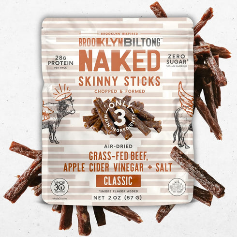 Brooklyn Biltong Naked Skinny Sticks (Naked 2 oz, Pack of 2) -