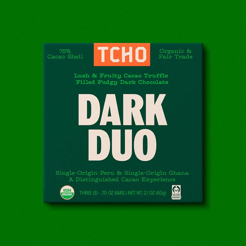 75% (5 pack) (2.1oz TCHO Dark Duo Dark Chocolate Bars | Plant Based, Organic & Fair Trade | Non GMO, Non-Dairy, Vegan