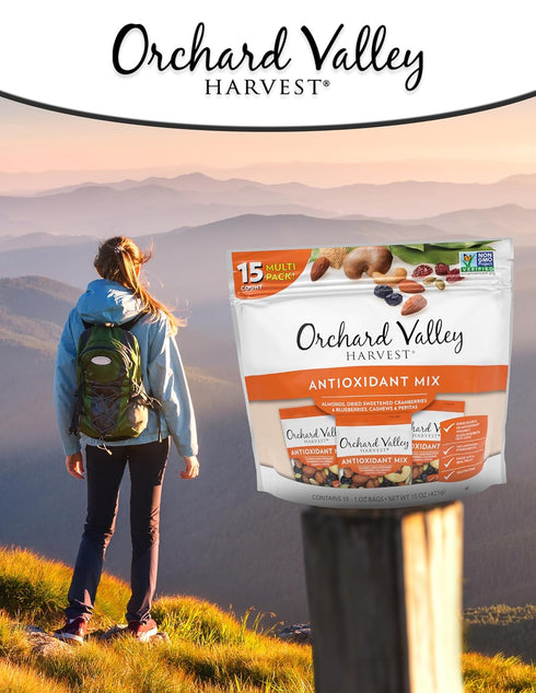 1 (Pack 15), Orchard Valley Harvest Antioxidant Mix, Ounce Bags of Almonds, Cranberries, Blueberries, Cashews