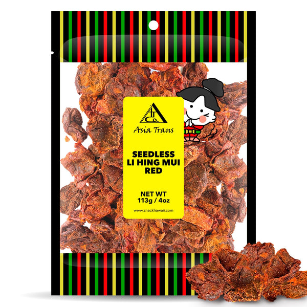 Asia Trans Li Hing Mui Crack Seed Plums, Seedless Red, Sweet, Sour, & Salty Dried Candy
