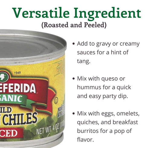 4 oz (Pack 1) La Preferida Organic Green Chiles, Mild-Diced