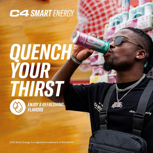 C4 12 Oz 12 Pack Cellucor Smart Energy Drink - Sugar Free Performance Fuel & Nootropic Brain Booster, Coffee Substitute