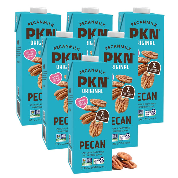 PKN Plant-Based Pecan Milk - Original Flavor 32 Fl Oz (Pack of