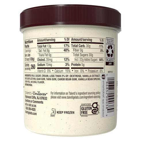 talenti Frozen 1 Gelato For a Delicious Dessert Madagascan Vanilla Bean Made with Ingredients pint