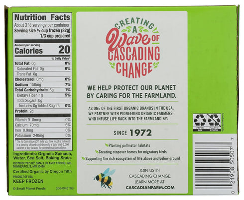 10 Cascadian Farm, Spinach Cut Organic, Ounce