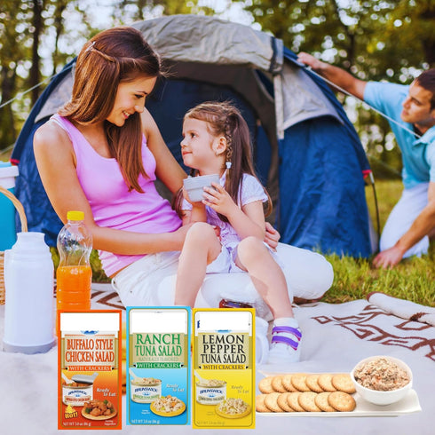 Generic 3 Summer 3oz Pack 12 Everyday Necessiteez Salad with Crackers Kit Flavors Lemon Pepper, Buffalo Style Chicken