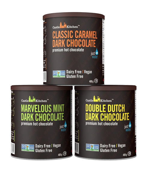 Castle Kitchen Hot Chocolate Variety Pack (42 Oz) - Dark Chocolate, Caramel,