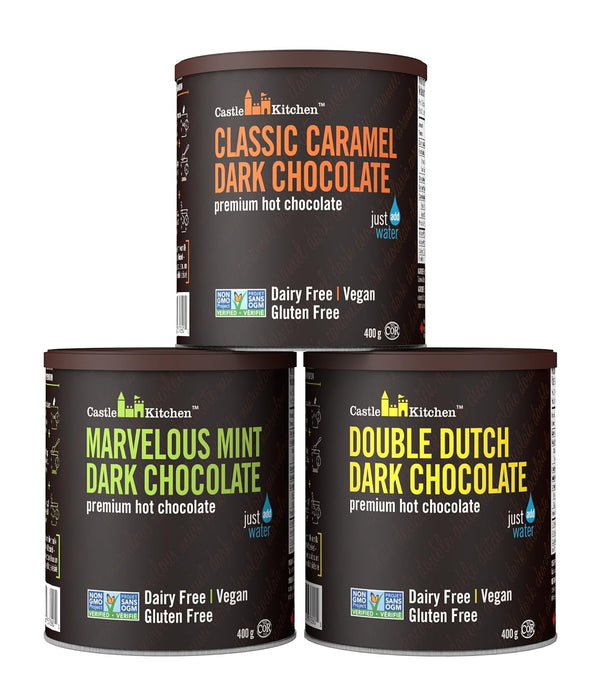 Castle Kitchen Hot Chocolate Variety Pack (42 Oz) - Dark Chocolate, Caramel,