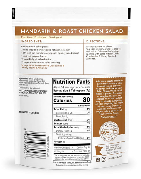 3.5 (3.5 OZ) Bag(Package Salad Pizazz! Almond Toppings, Honey Roasted with Cranberries - Snack Mix and Salad Topping