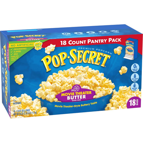 3.0 18 Count Pop Secret Popcorn, Movie Theater Butter, Ounce Microwave Bags, Box
