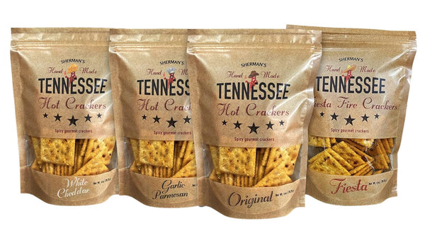Sherman's Tennessee Hot Crackers, Spicy Snack Cracker Variety Pack, (4 Pack, 4