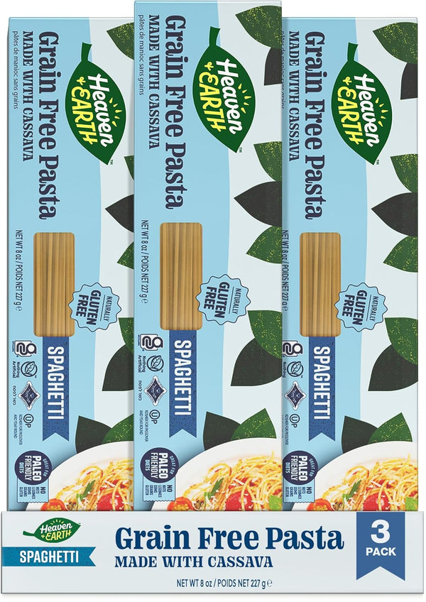 Heaven & Earth Grain Free Pasta, Cassava Spaghetti Pasta, 8oz (3 Pack)