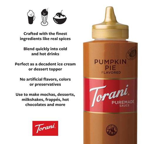 Torani Pumpkin Pie Puremade Sauce, 16.5 Ounces (Pack of 4)
