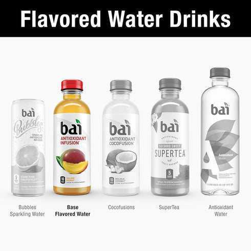 18 (Pack 12) Bai Flavored Water, Malawi Mango, Antioxidant Infused Drinks, Fluid Ounce Bottle