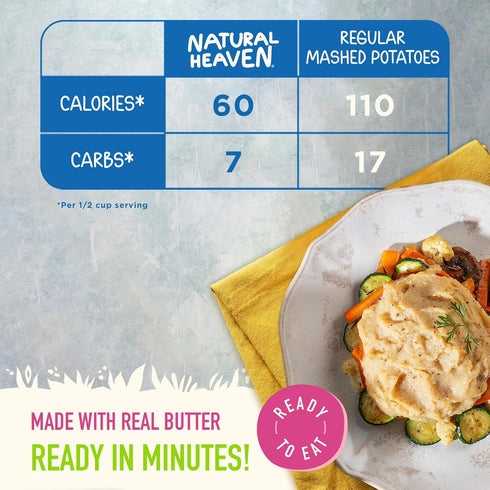 6-Pack 9 Oz Natural Heaven Creamy Mash, Hearts of Palm, Naturally Rich in Potassium, Instant Mashed Potatoes, Keto