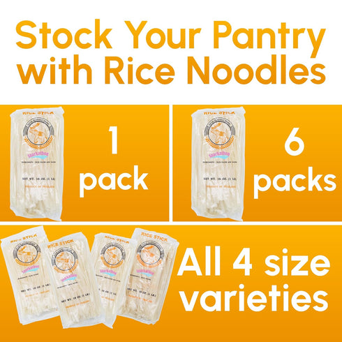5mm 16 Pack 6 Pad Thai Rice Stick Noodles, Width, Ounce Each
