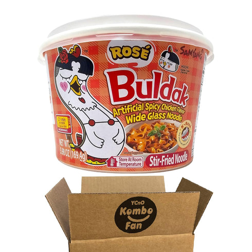 Samyang Buldak K Rose, Wide Flat Glass Noodles, Big Bowl Cup, Korean Fire Challenge Microwaveable (5.98oz)