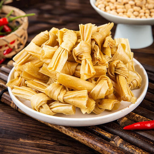 JTEDZI 1.1lb (500g) Dried Tofu Skin Knots, Bean Curd Knots, Natural Soy Tofu Knots