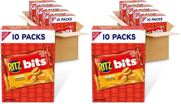 RITZ Bits Cheese Sandwich Crackers, Bulk Lunch Snacks, 40 Snack Packs (4