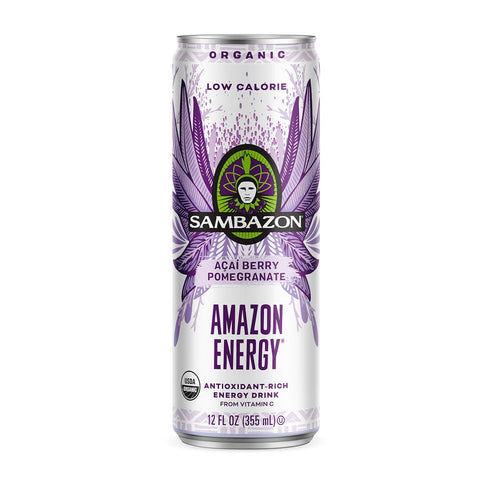 12 Oz (Pack 12) Sambazon Amazon Energy Drink, Low Calorie Acai Berry and Pomegranate, Fl