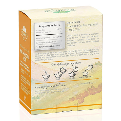 1.8 oz. Dried Marigold Flowers Bur Marigold Herb Tea (50g) - 100% Chereda Bur-Marigold Cáñamo Acuático