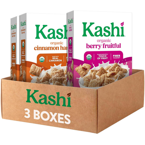 Kashi Breakfast Cereal, Organic, Whole Grain, Variety Pack (3 Boxes)