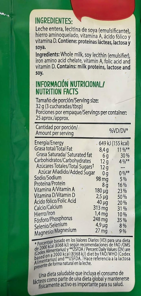 Generic 800g DOS PINOS Powered Milk "Leche Pinito" Whole Milk, Leche Entera En Polvo