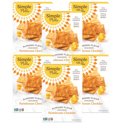 Simple Mills Farmhouse Cheddar Almond Flour Crackers, Gluten Free, Flax Seed, Sunflower