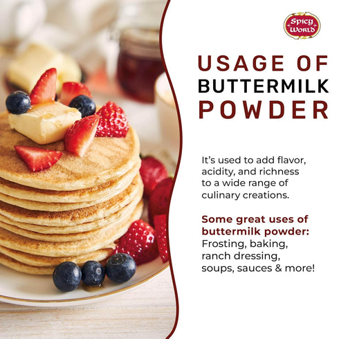 Spicy World 1.5 LB 4.5% Premium Buttermilk Powder - Made in USA from Sweet Cream, Non-GMO, Milkfat, Perfect