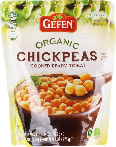 Gefen Organic Chickpeas, Cooked, Ready to Eat, Kosher, USDA Organic, 16.9 Ounces