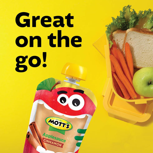 3.2 Oz 48 Count (4 Packs 12), Mott's Cinnamon Applesauce, Clear Pouches, Of No Artificial Flavors, Good Source