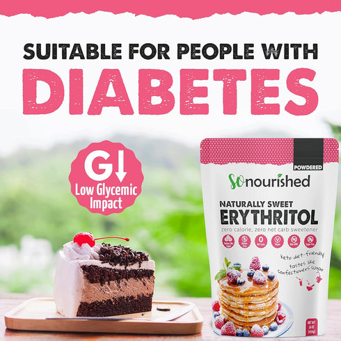 1:1 0 0 (2.5 lbs 40 oz) So Nourished Powdered Erythritol Sweetener - Sugar Substitute, Keto - Calorie, Net Carb