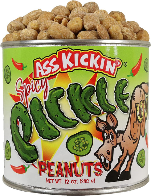ASS KICKIN’ Spicy Peanuts - Hot Peanuts Flavored with Pickle - 12oz - Ultimate Gourmet Gift - Try if you dare!