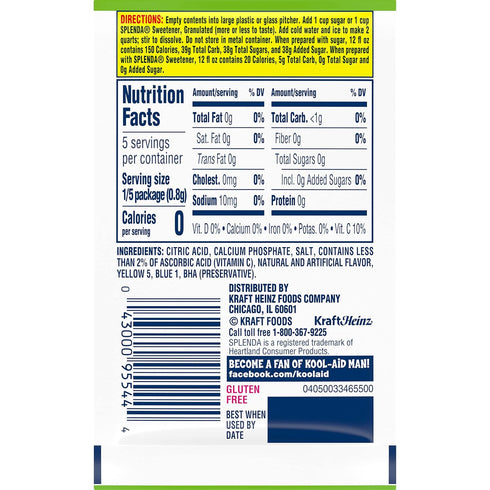 0.13-Ounce Packets (Pack 96) Kool-Aid Lemon-Lime Unsweetened Soft Drink Mix