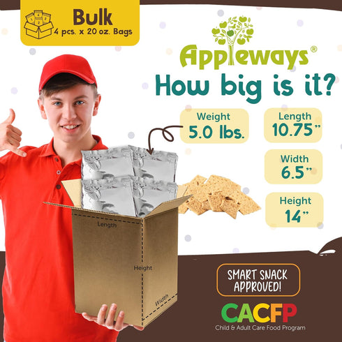 Pack 4 (20 oz Appleways Sweet Potato Crackers, Bulk of Bags Each), All-Natural Whole Grain Crackers, Healthy Snack