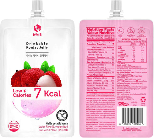 (10 Packs 150ml) 0 7 Packets JELLY B Drinkable Konjac Jelly of - Gram Sugar, Only kcal Each (Lychee)